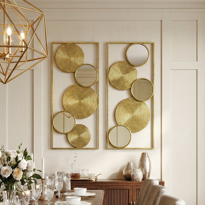 2-Piece Halo Mirrored Wall Art Set, 35.5"