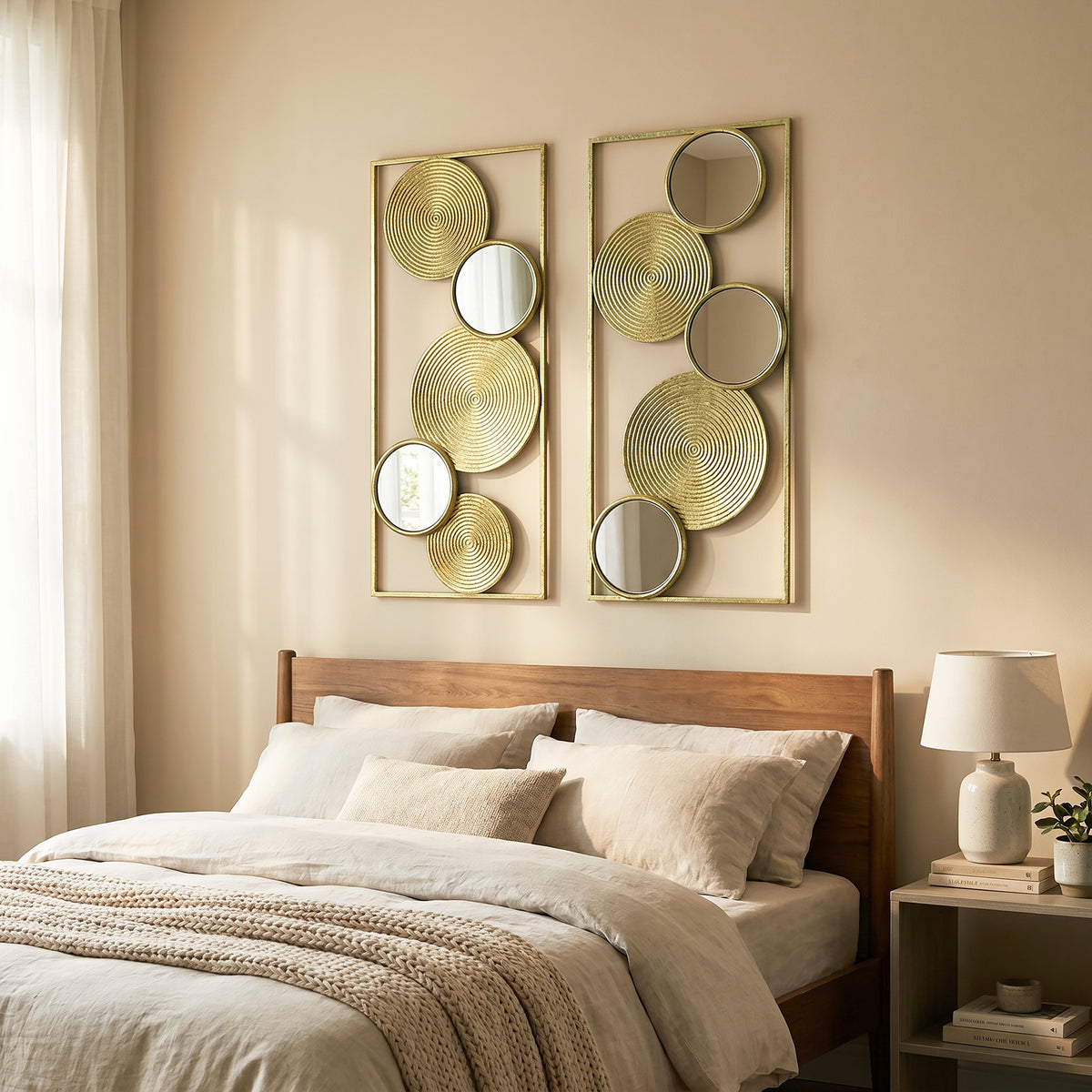 2-Piece Halo Mirrored Wall Art Set, 35.5"
