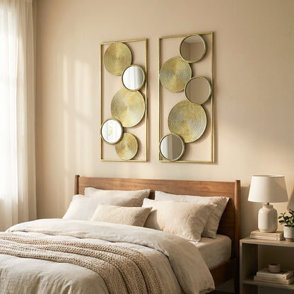 2-Piece Halo Mirrored Wall Art Set, 35.5"