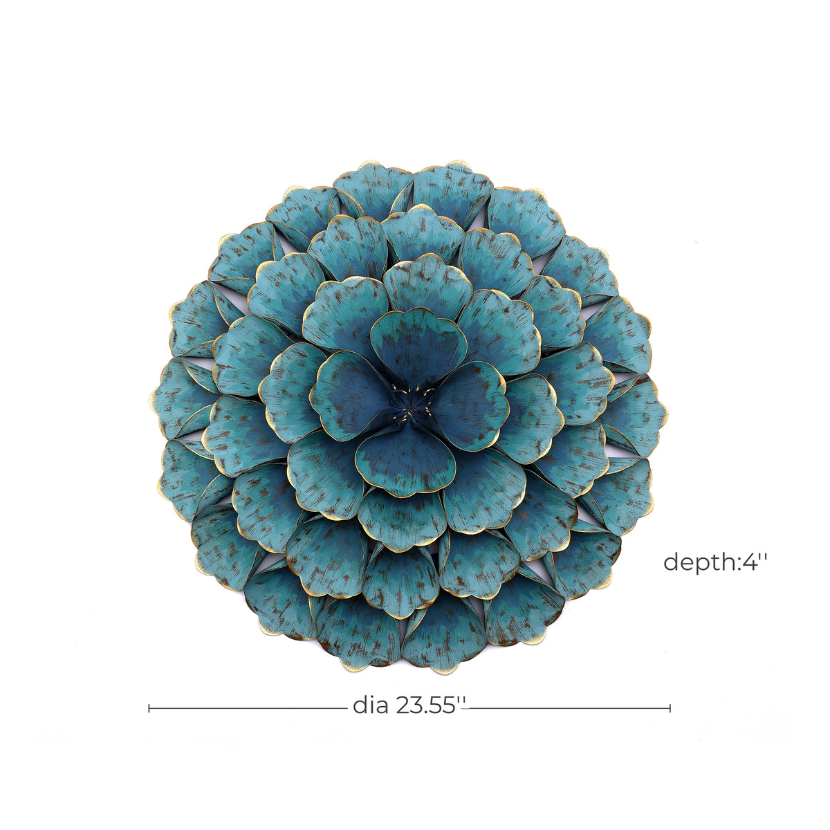 Rosette Metal Wall Art, Teal Blue, 24"