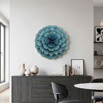 Rosette Metal Wall Art, Teal Blue, 24"