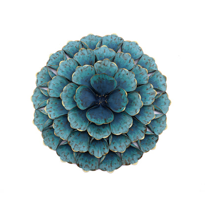 Rosette Metal Wall Art, Teal Blue, 24"