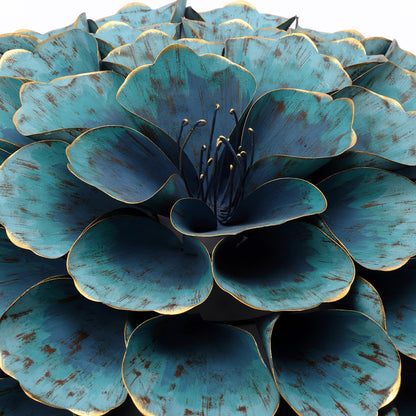 Rosette Metal Wall Art, Teal Blue, 24"