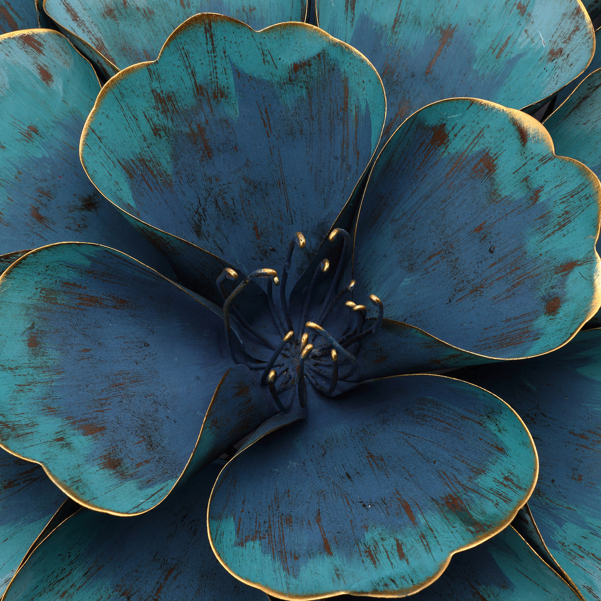 Rosette Metal Wall Art, Teal Blue, 24"