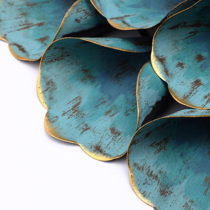 Rosette Metal Wall Art, Teal Blue, 24"