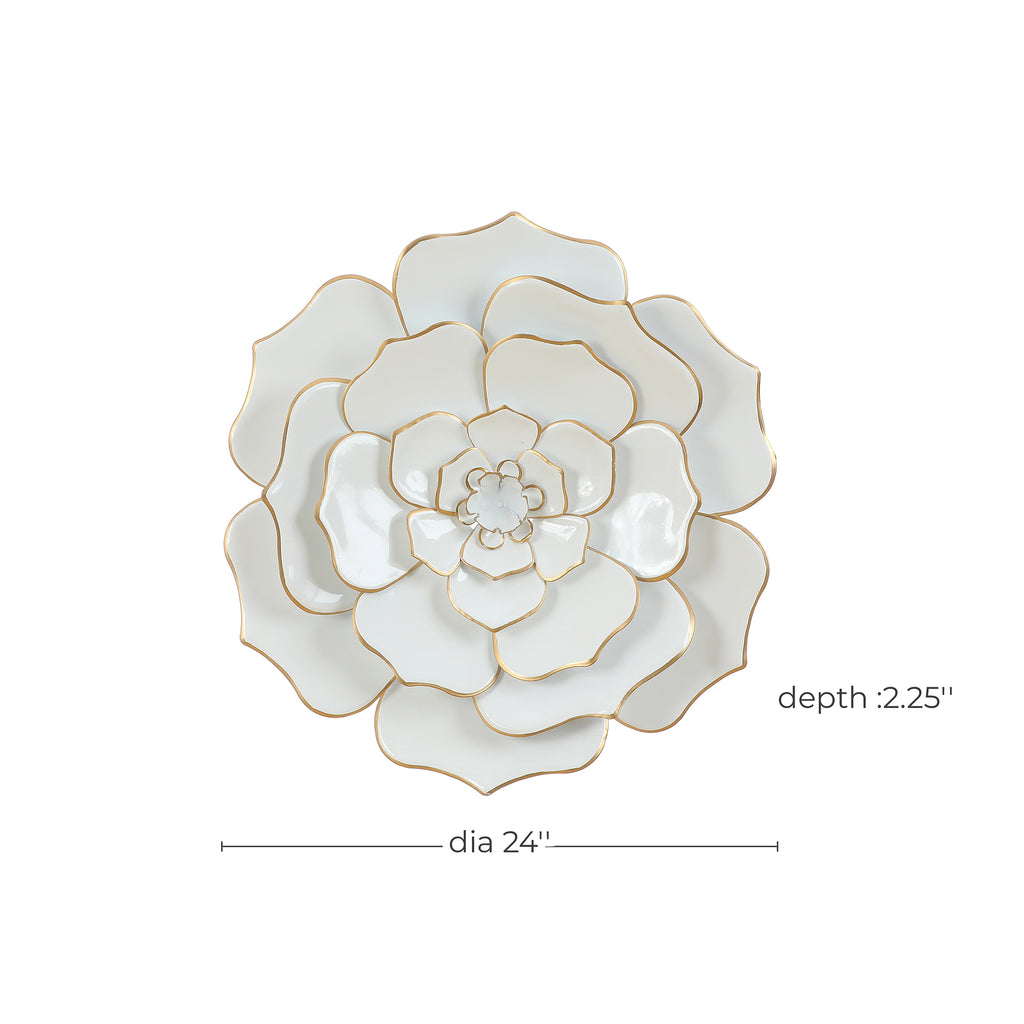 Bloom Metal Wall Art, White Gold, 25"