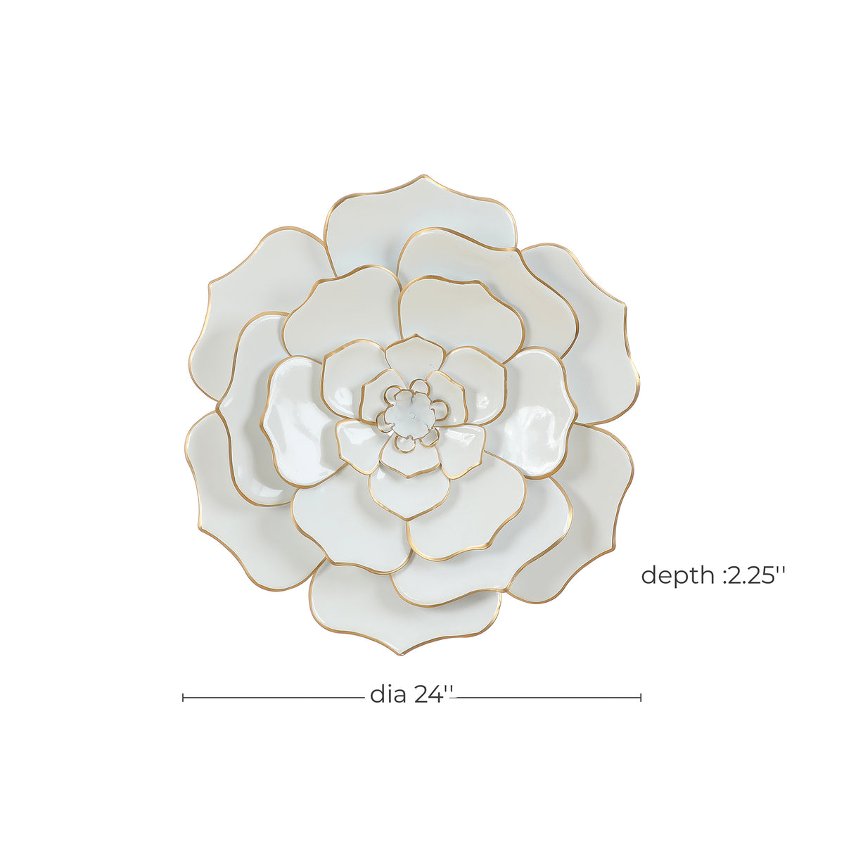 Bloom Metal Wall Art, White Gold, 25"