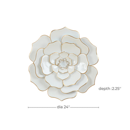 Bloom Metal Wall Art, White Gold, 25"