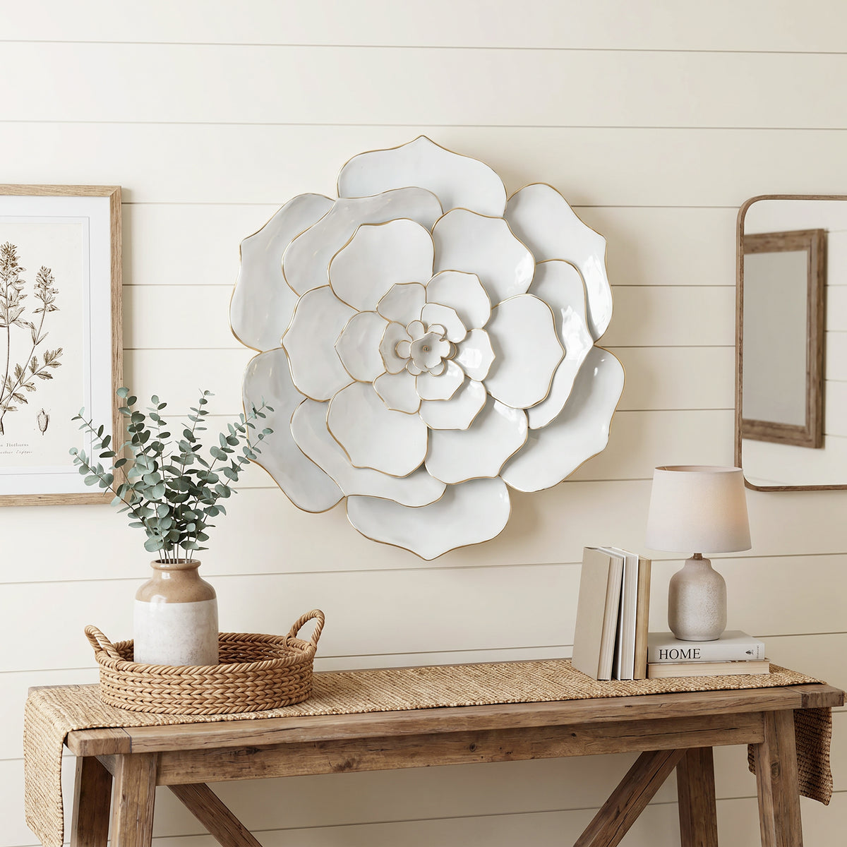Bloom Metal Wall Art, White Gold, 25"