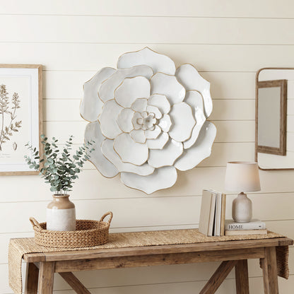 Bloom Metal Wall Art, White Gold, 25"