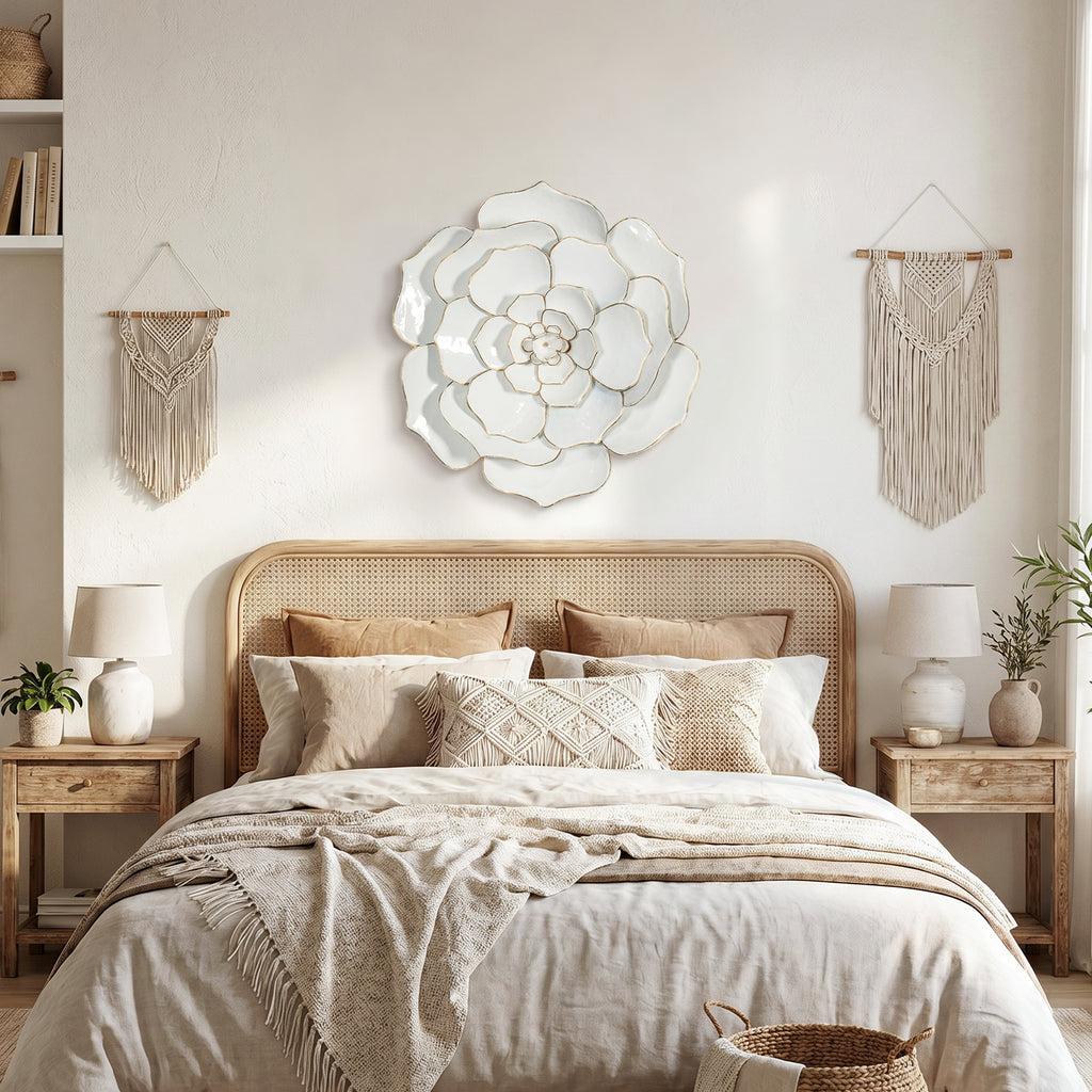 Bloom Metal Wall Art, White Gold, 25"