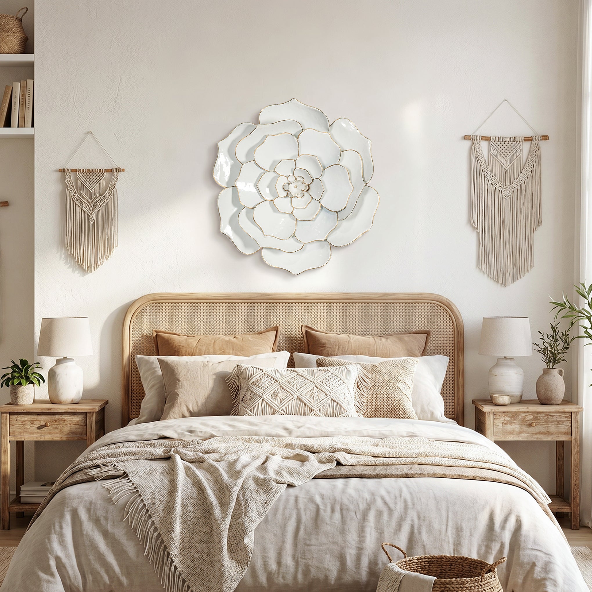 Bloom Metal Wall Art, White Gold, 25"
