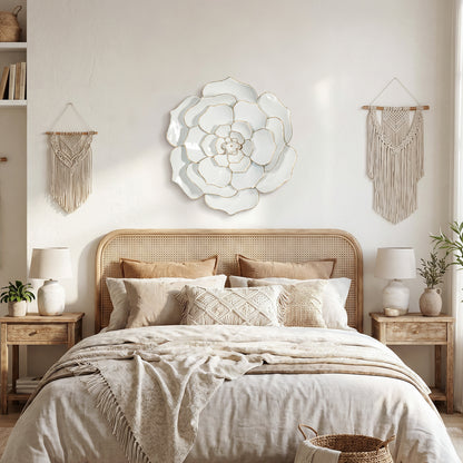 Bloom Metal Wall Art, White Gold, 25"