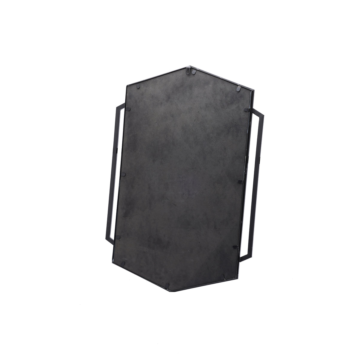 Hexagon Metal Framed Decorative Wall Mirror, Black, 32"
