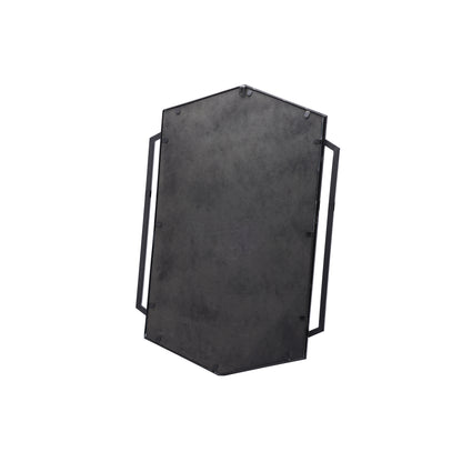 Hexagon Metal Framed Decorative Wall Mirror, Black, 32"
