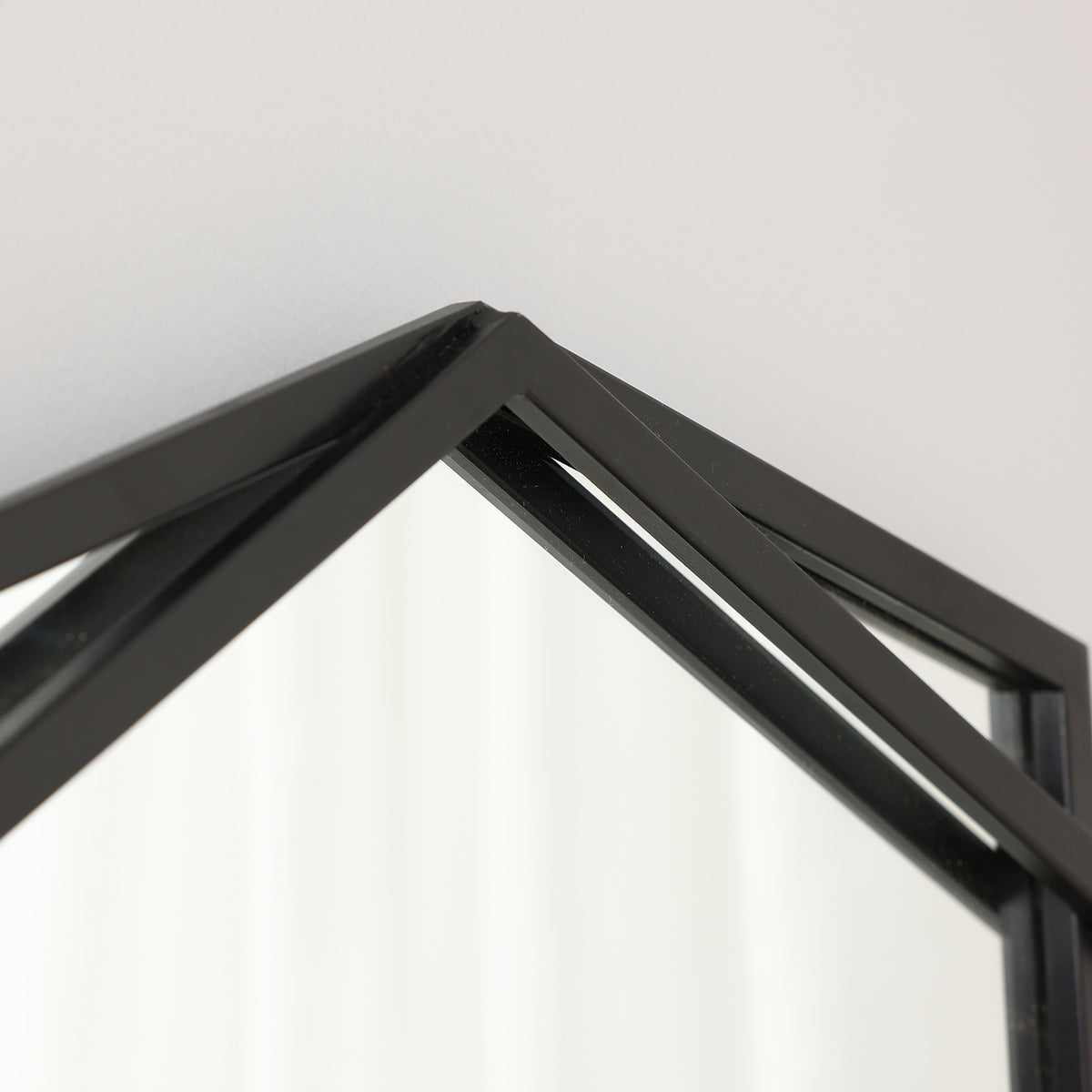 Hexagon Metal Framed Decorative Wall Mirror, Black, 32"