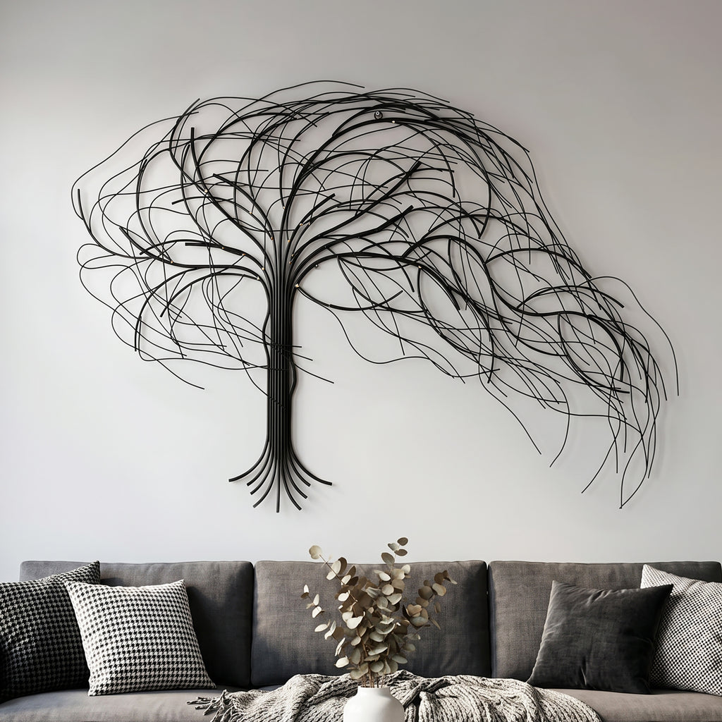 Large Wall Art, Abstract Windy Tree Metal Art Wall Decor