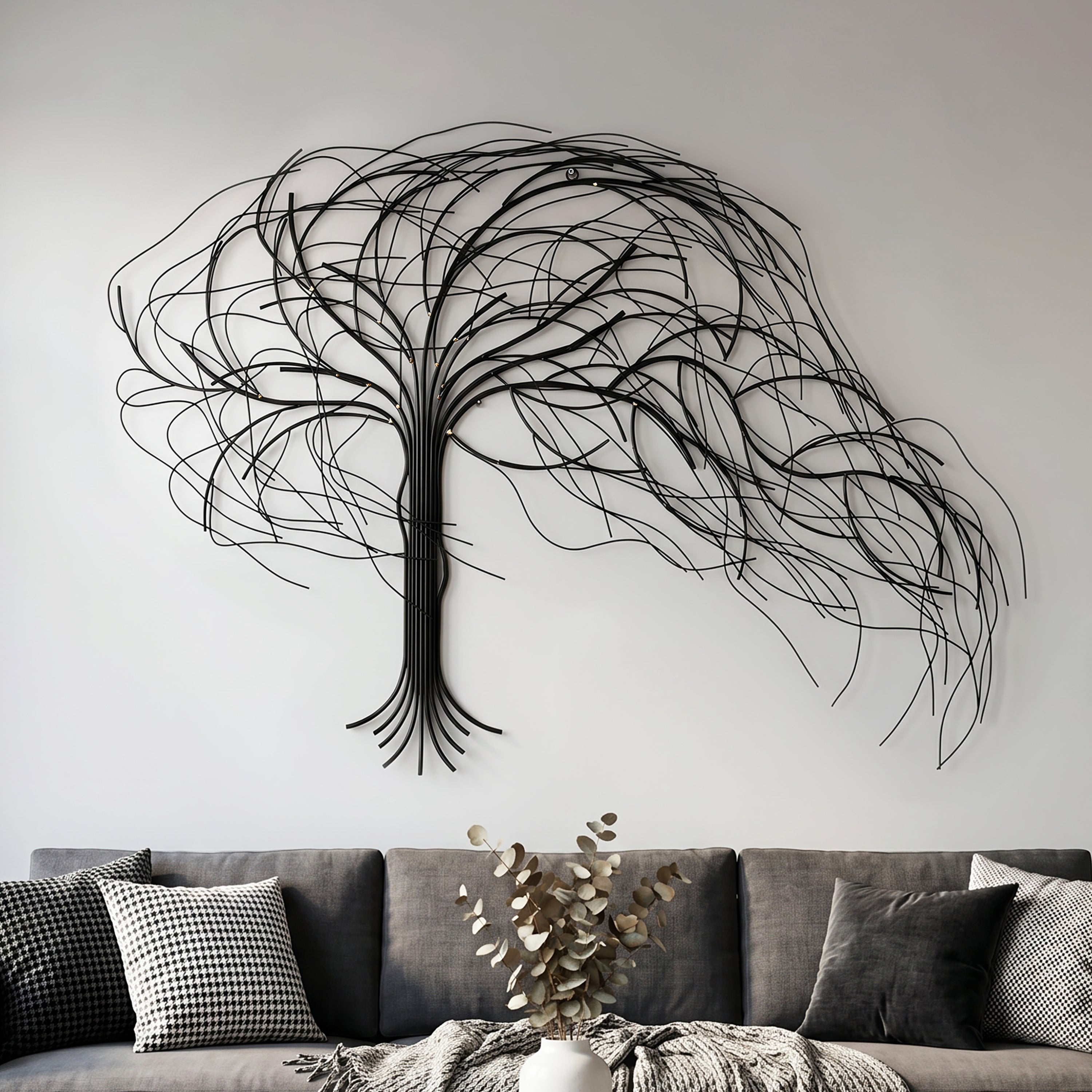 Large Wall Art, Abstract Windy Tree Metal Art Wall Decor
