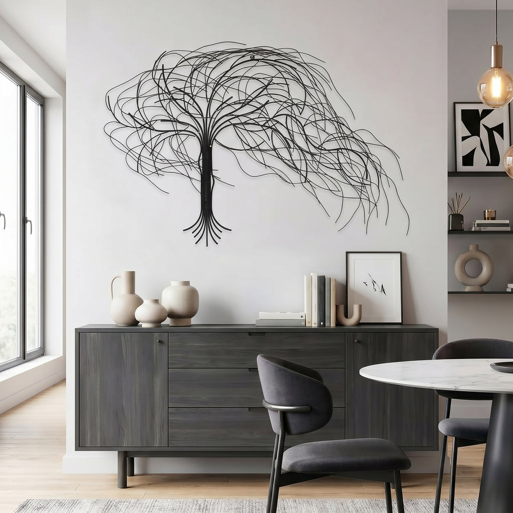 Large Wall Art, Abstract Windy Tree Metal Art Wall Decor