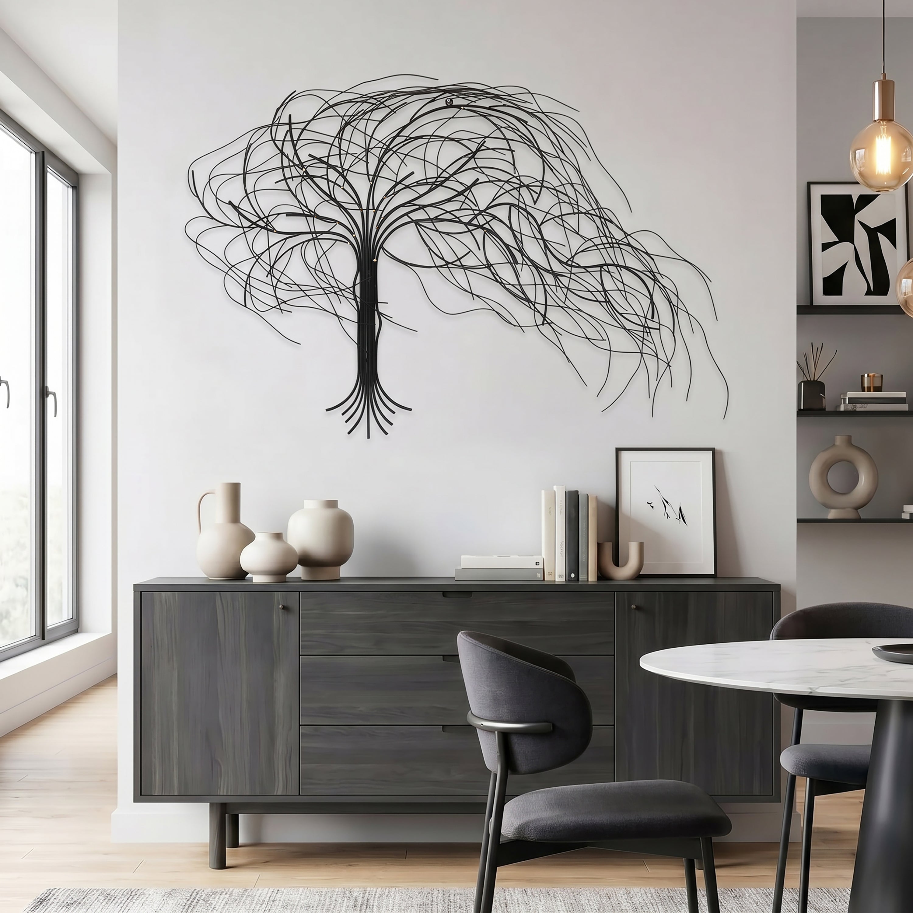 Large Wall Art, Abstract Windy Tree Metal Art Wall Decor