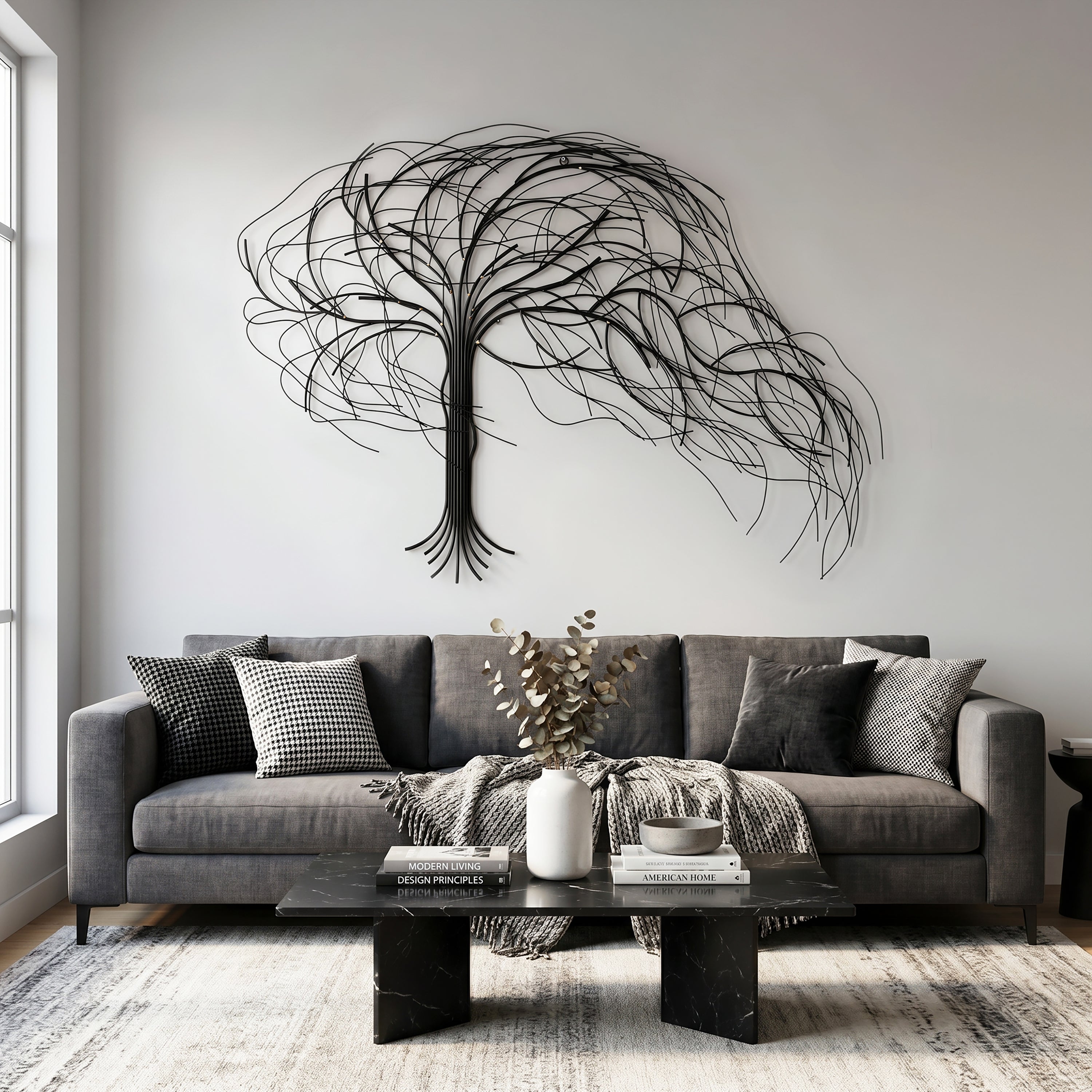 Large Wall Art, Abstract Windy Tree Metal Art Wall Decor