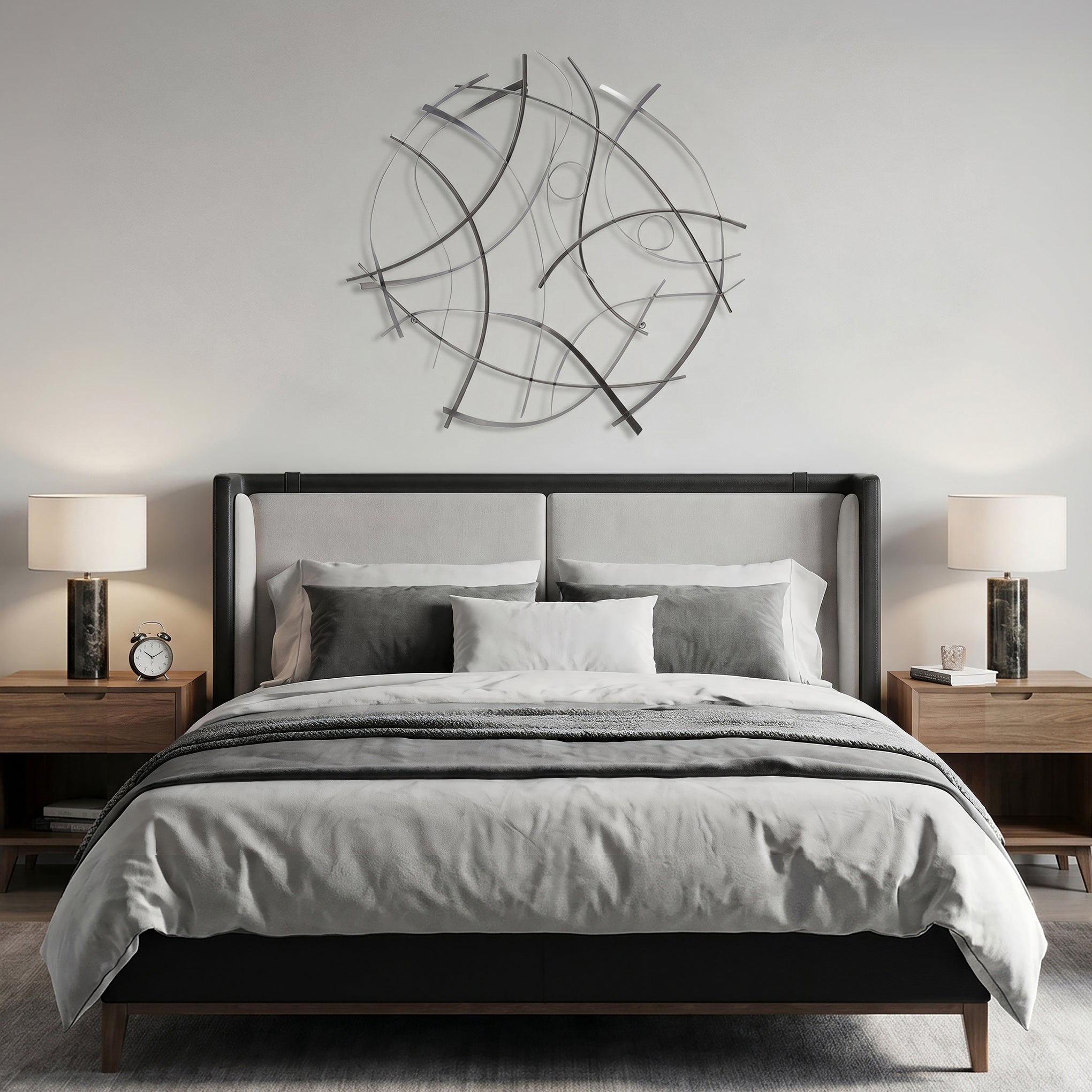 Large Abstract Wall Art, Silver Metal Art Wall Decor