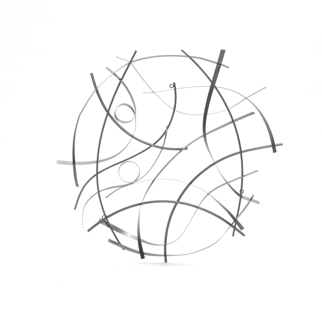 Large Abstract Wall Art, Silver Metal Art Wall Decor