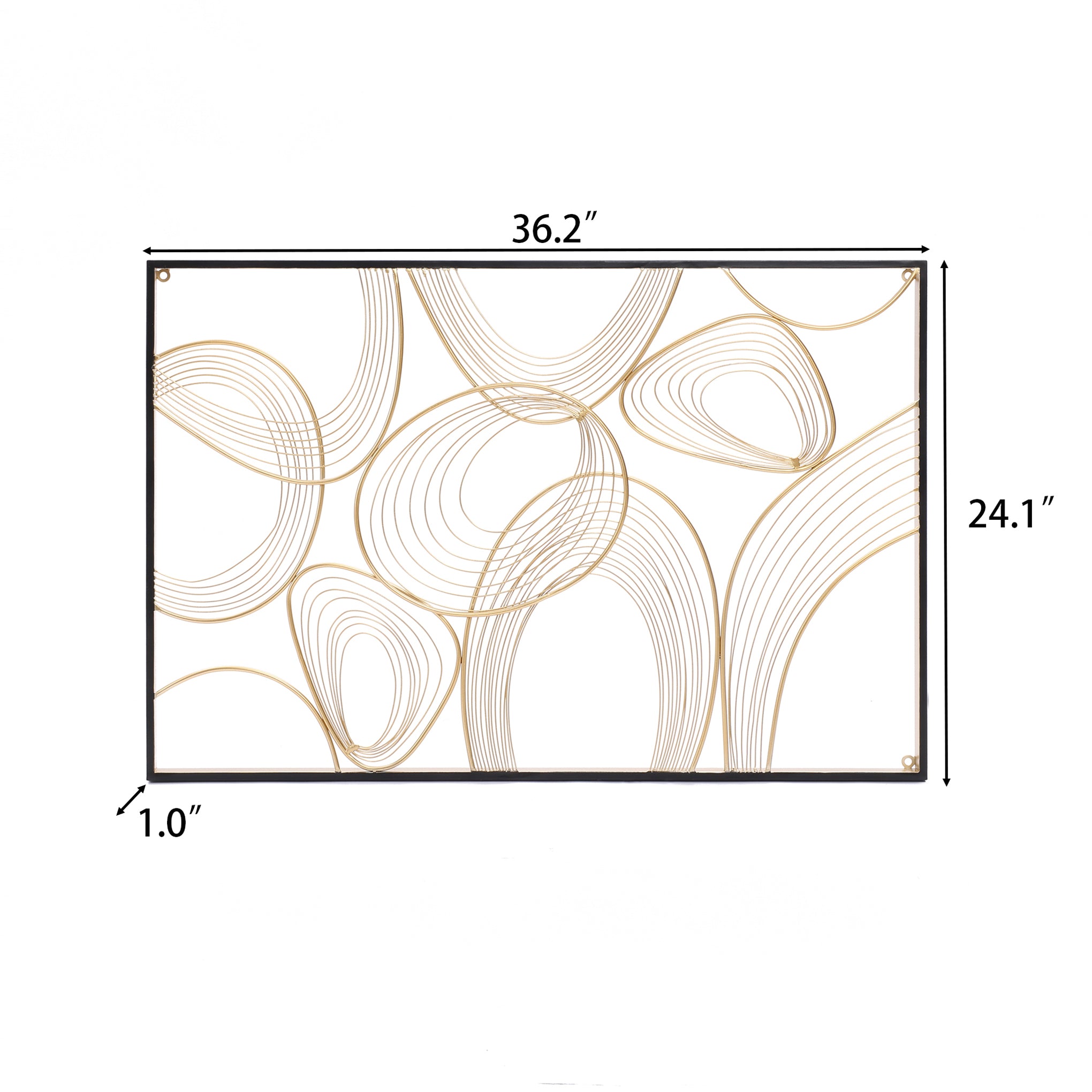 36" Large Abstract Wall Art, Gold Metal Art Wall Decor