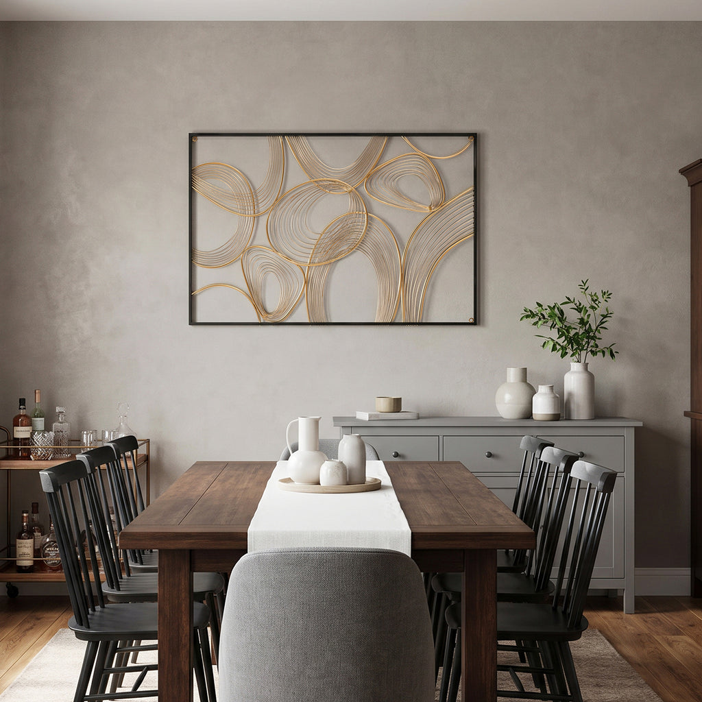 36" Large Abstract Wall Art, Gold Metal Art Wall Decor