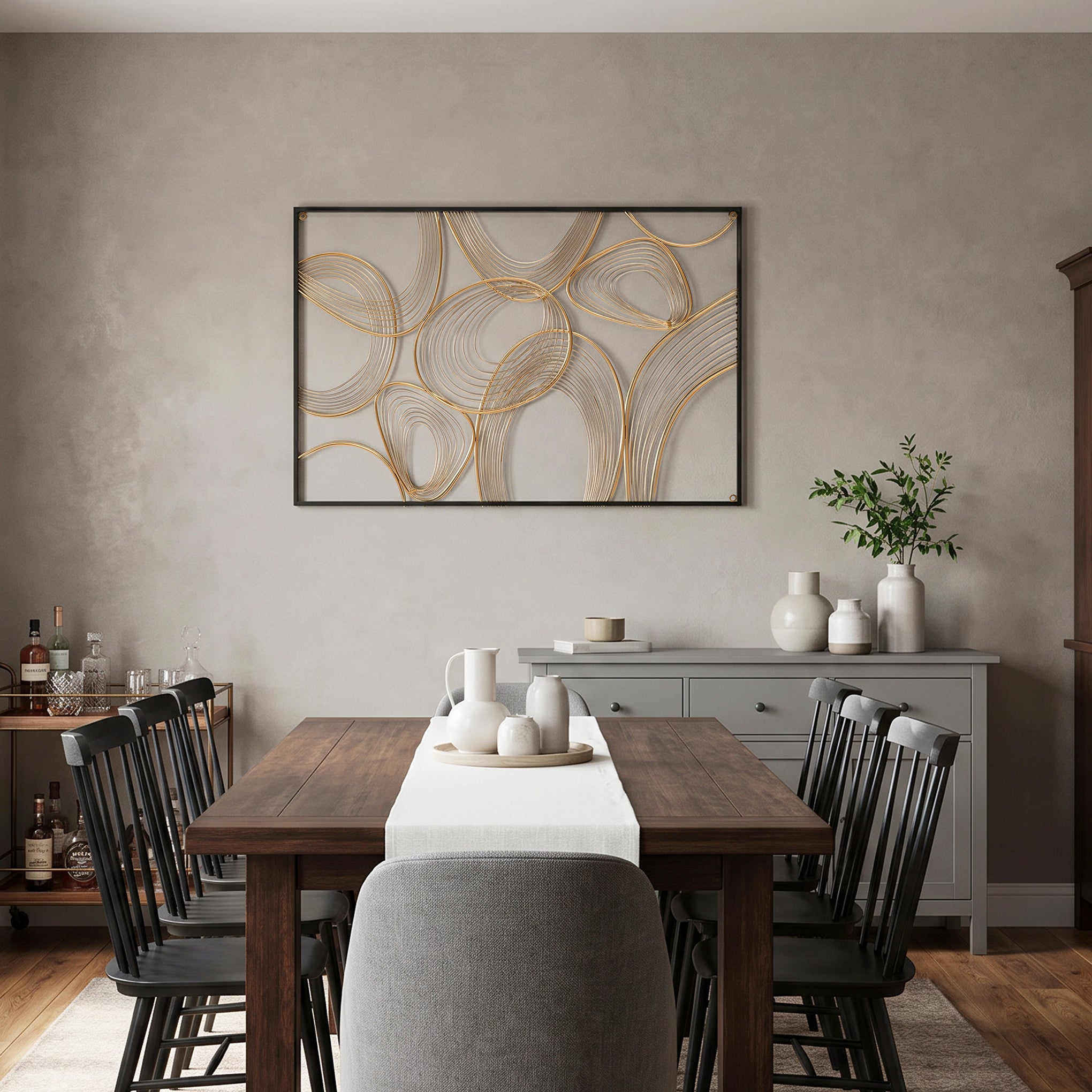 36" Large Abstract Wall Art, Gold Metal Art Wall Decor