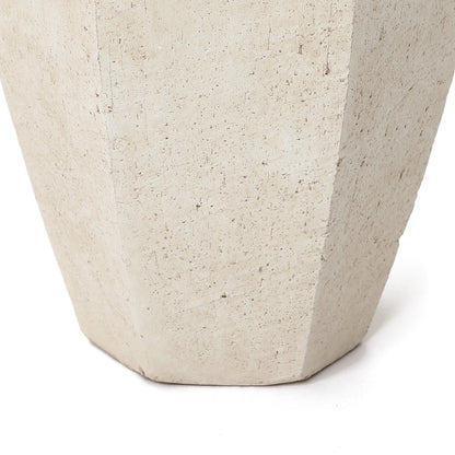 Geometric Textured Ceramic Decor Vase, Chalky Off-White, 14"