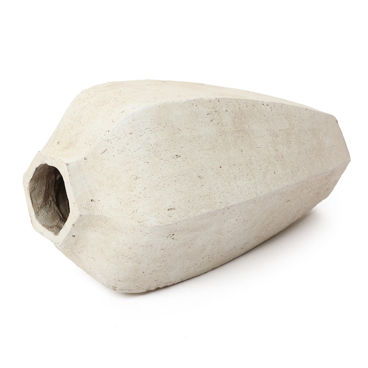 Geometric Textured Ceramic Decor Vase, Chalky Off-White, 14"