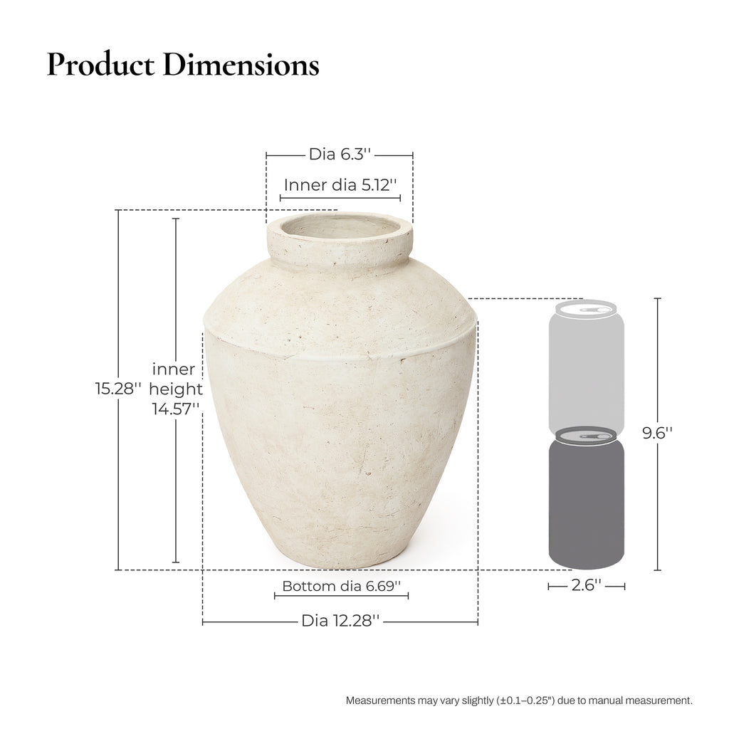 Rustic Stone Ceramic Vase, 15"