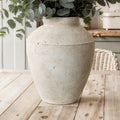 15 Inch Rustic Ceramic Vase, Handcrafted Textured White Ceramic Floor Vase for Home Decor, Farmhouse Wabi-Sabi Large Flower Vase for Living Room, Entryway, Dried Floral Arrangement