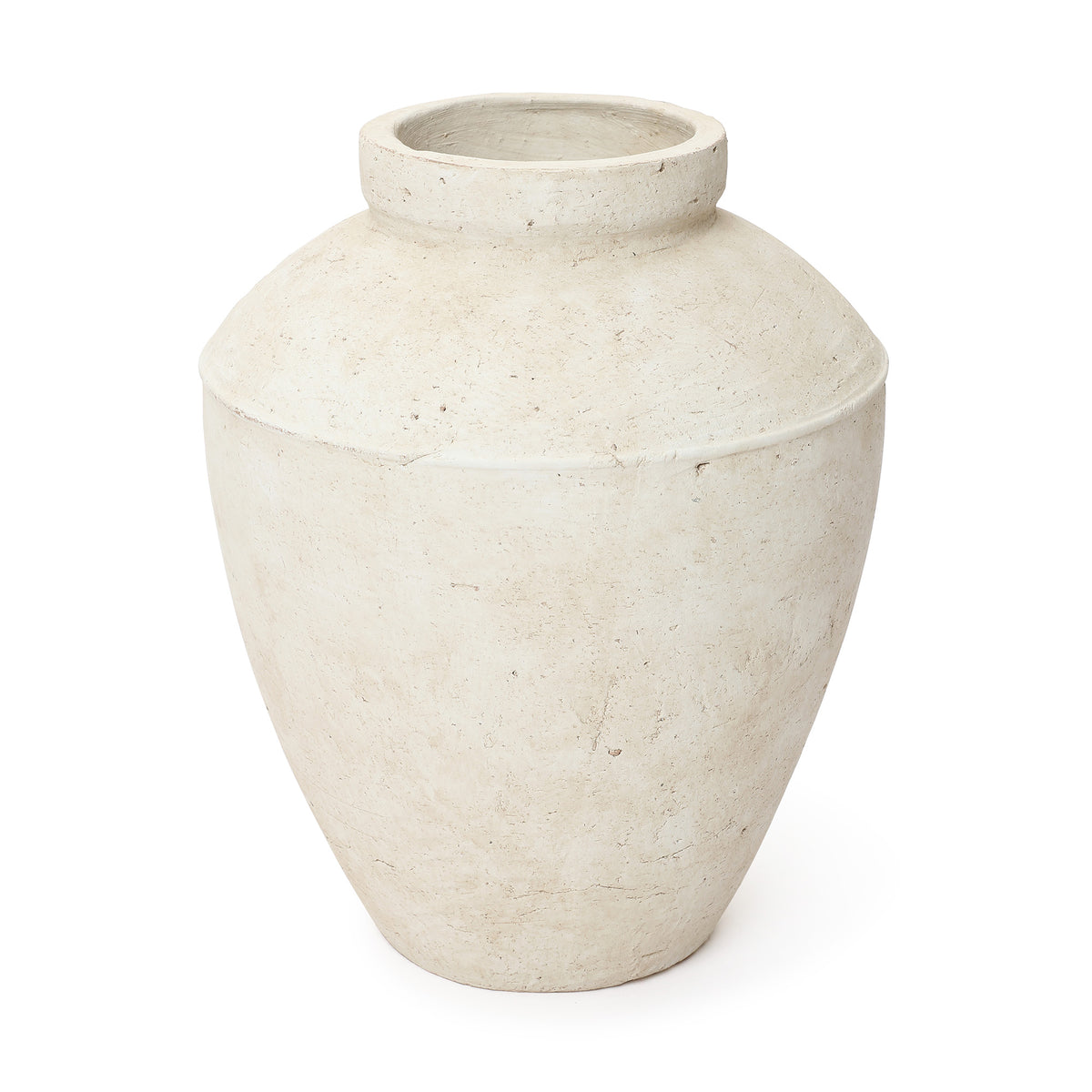 Rustic Textured Stone-Look Ceramic Vase, Bone White, 15"