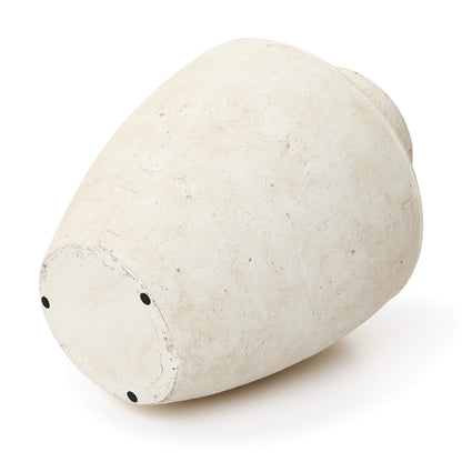 Rustic Textured Stone-Look Ceramic Vase, Bone White, 15"
