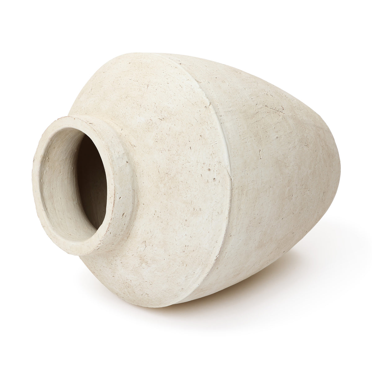 Rustic Textured Stone-Look Ceramic Vase, Bone White, 15"