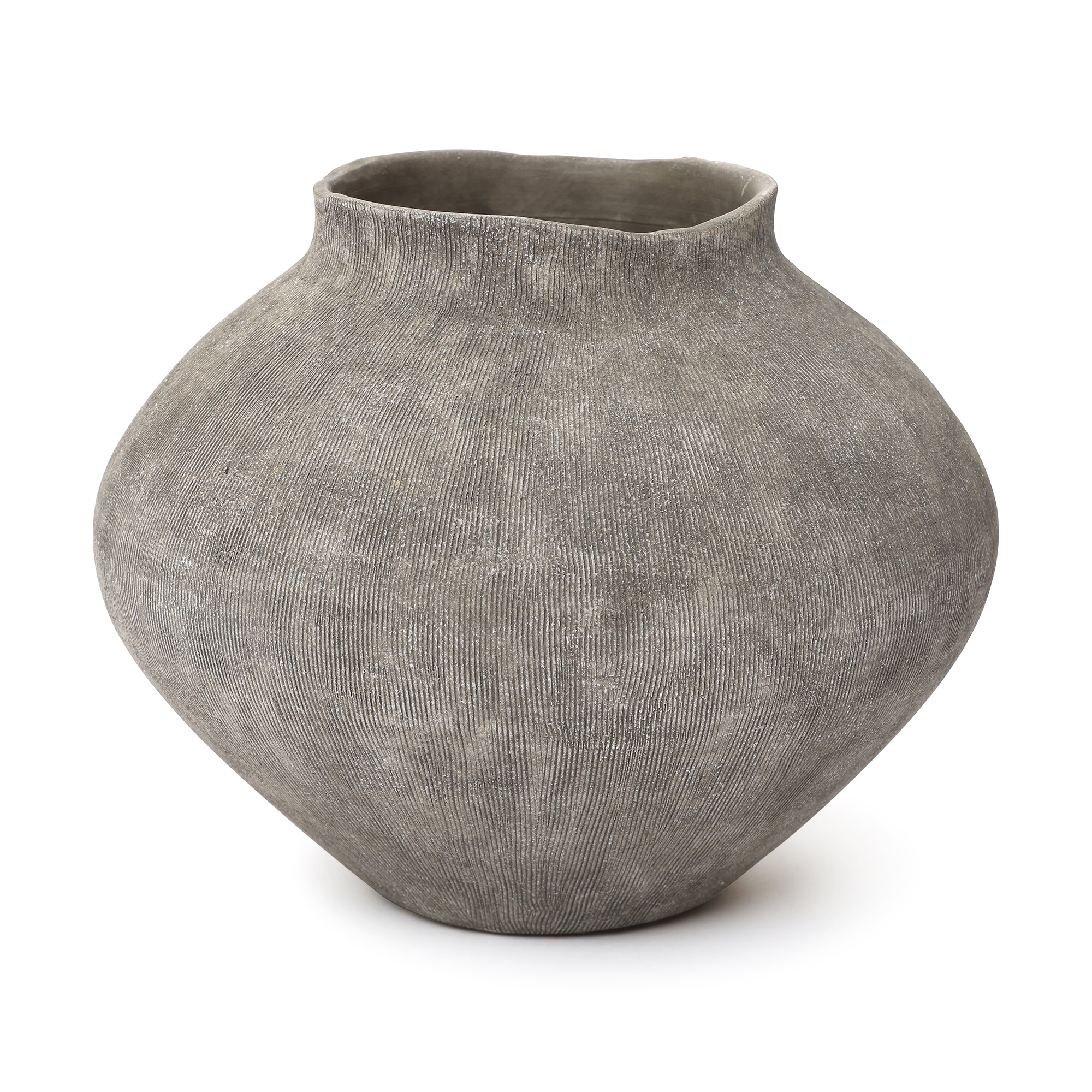 10 Inch Rustic Gray Ceramic Vase, Handcrafted Textured Wabi-Sabi Ceramic Vase for Home Decor, Farmhouse Modern Large Flower Vase for Living Room, Entryway, Dried Floral Arrangement
