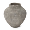Tall Ribbed Terracotta Vase, Weathered Gray, 13"