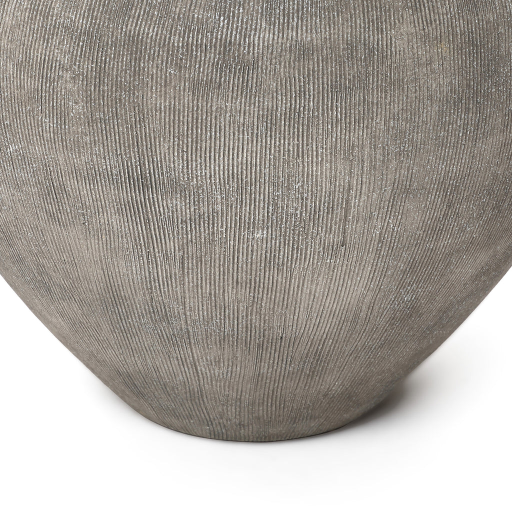Tall Ribbed Terracotta Vase, Weathered Gray, 13"