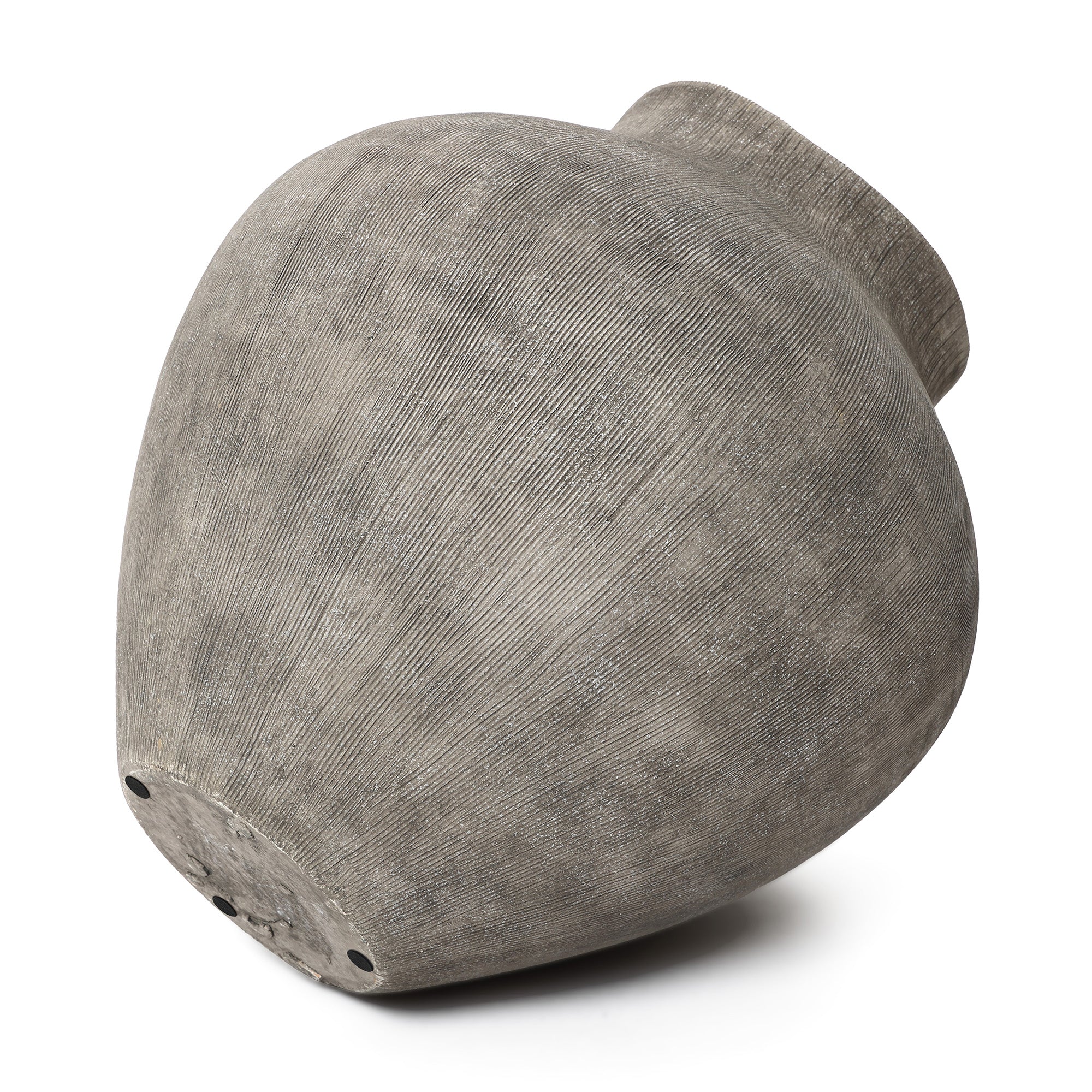 Tall Ribbed Terracotta Vase, Weathered Gray, 13"
