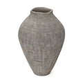Tall Ribbed Terracotta Vase, Weathered Charcoal, 16"