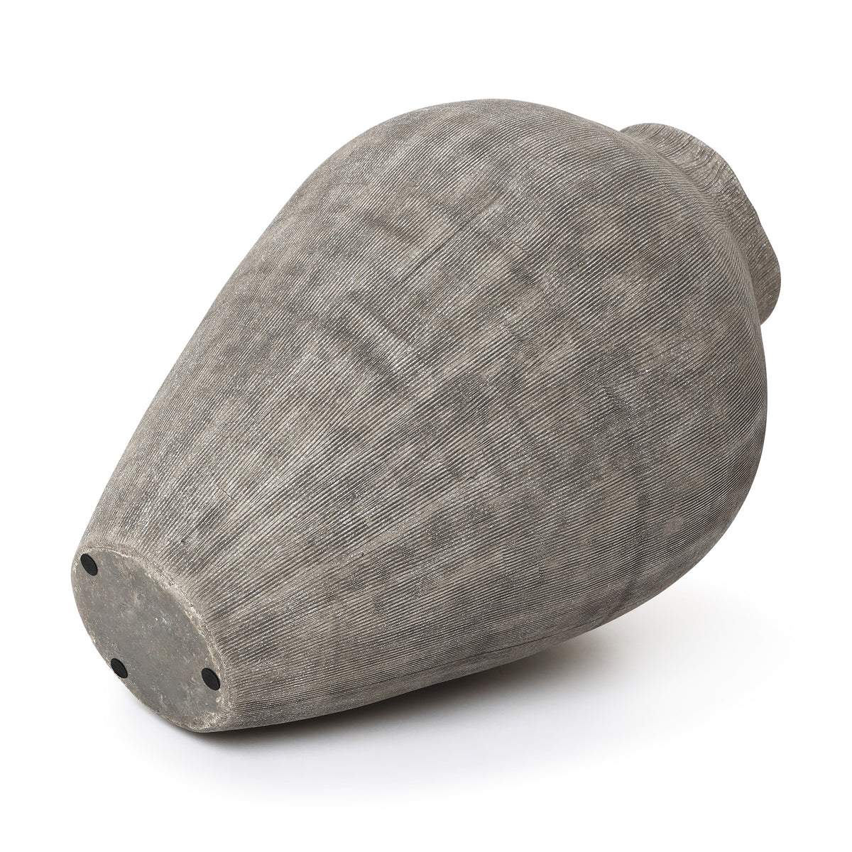Ribbed Terracotta Decorative Vase, Weathered Gray