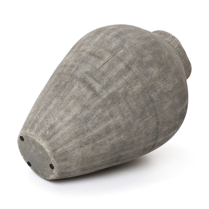 Ribbed Terracotta Decorative Vase, Weathered Gray