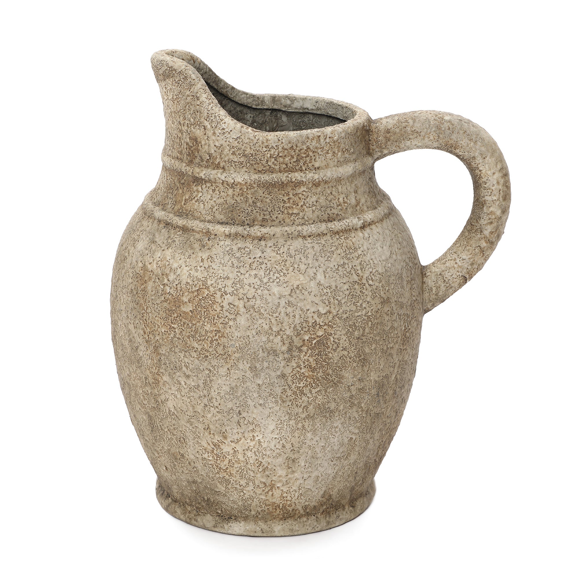 12 Inch Rustic Ceramic Pitcher Vase, Handcrafted Textured Farmhouse Ceramic Watering Can Vase for Home Decor, Vintage Style Decorative Flower Vase for Living Room, Kitchen, Dried Floral Arrangement