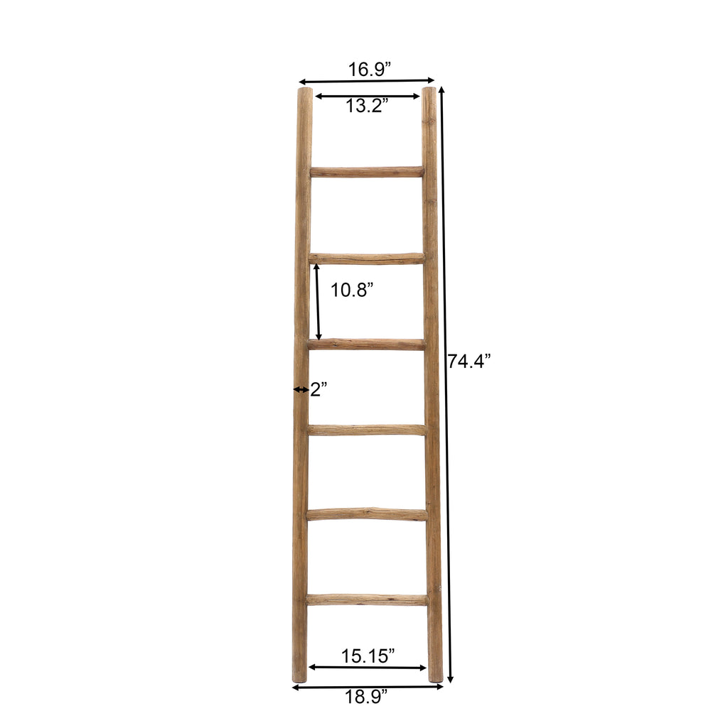 Langford Home 6ft Wood Blanket Ladder, Farmhouse Towel Holder Rack