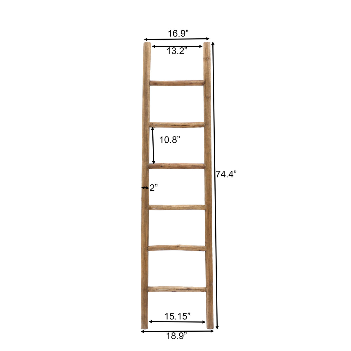 6-Tier Leaning Wood Blanket Towel Ladder Rack, Fir, 74"