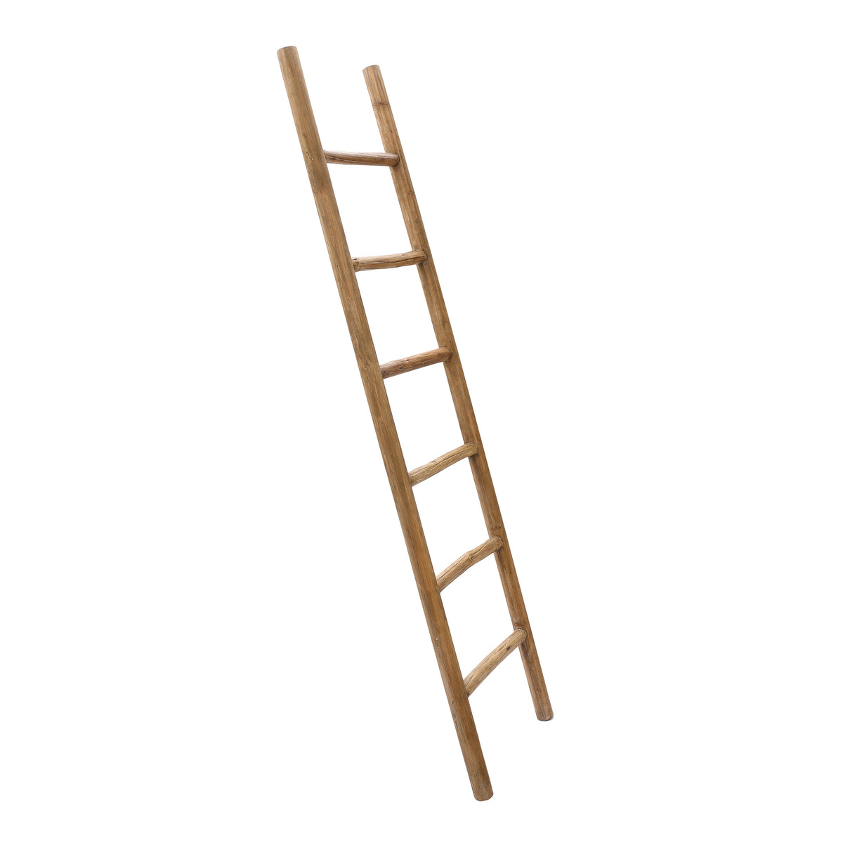 6-Tier Leaning Wood Blanket Towel Ladder Rack, Fir, 74"