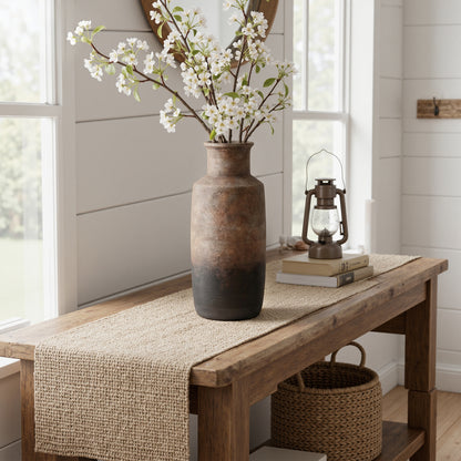 Tall Cylinder Terracotta Decorative Vase, Brown Ombre