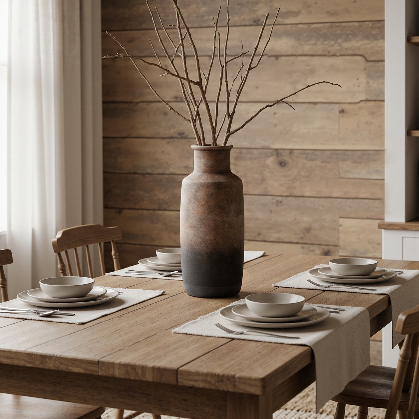 Tall Cylinder Terracotta Decorative Vase, Brown Ombre